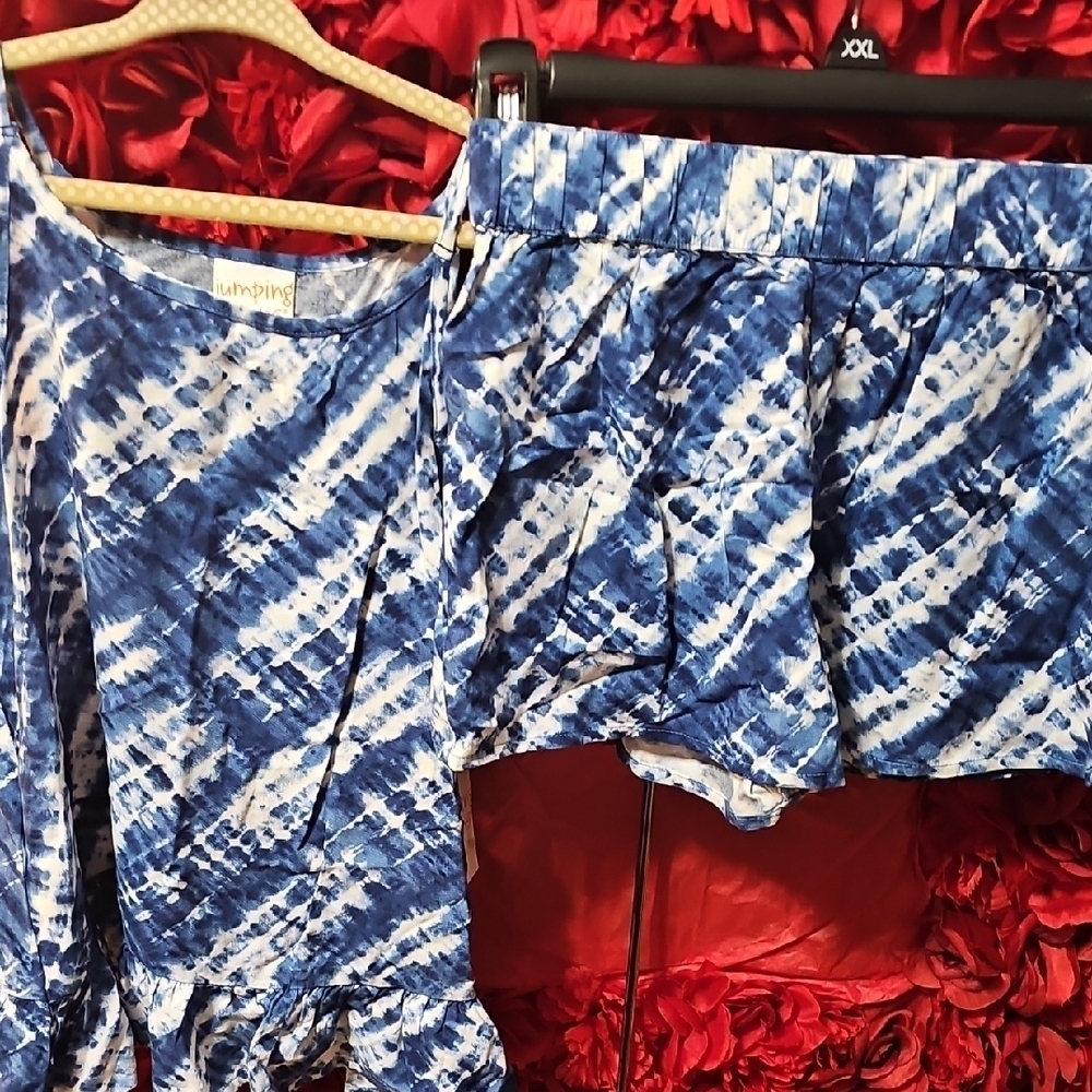 Jumping Beans NWT Matching Blue and White Tie-Dye Short Set Size 8